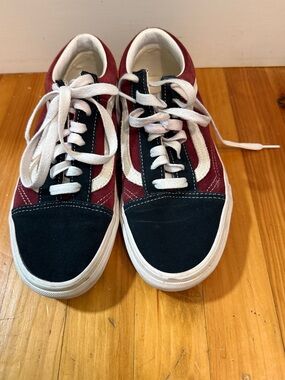 Vans Burgundy and Black Old Skool Low-Top Sneakers